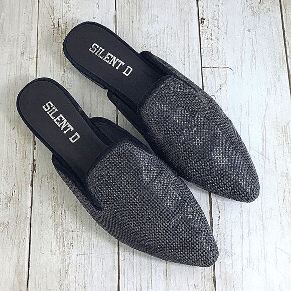 SALE 🔥 SILENT D sparkly mules. Size 38 (7,5), but better for 7 - Picture 1 of 8